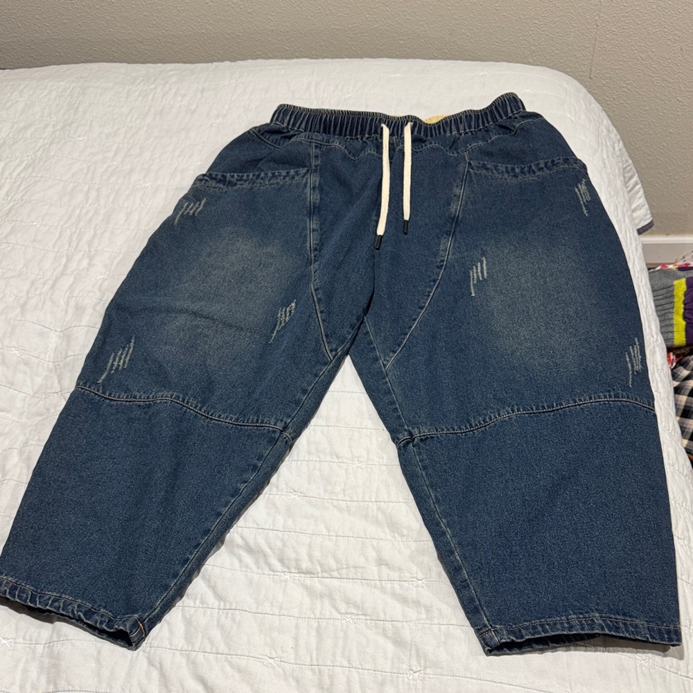 BUYKUD Blue Denim barrel Pants